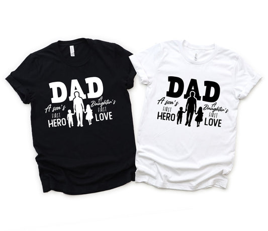 PAPAWhiteBlackDADHERO- Father Matching Shirt Set