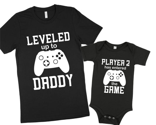 Leveled up to Daddy Matching Shirt Set
