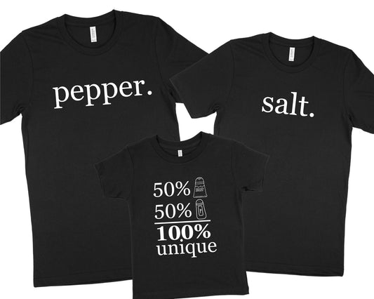 Salt and Pepper Family Matching T-Shirt Set (3 shirts)