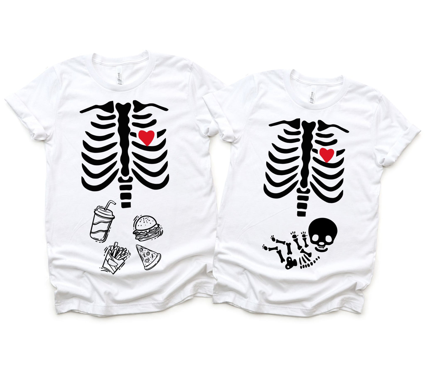 Funny Skeleton Pregnancy Announcement Matching T-Shirt Set
