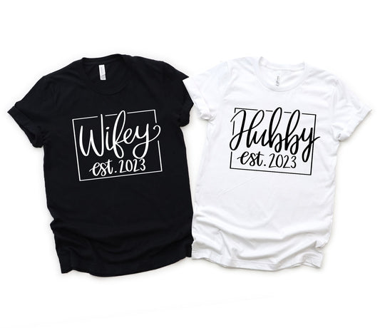 Wifey / Hubby est. 2023 Matching Shirt Set